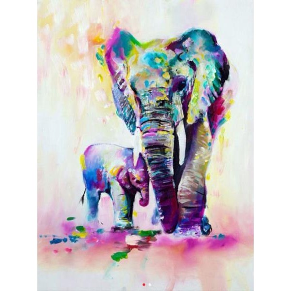 Animals Colorful Elephant Baby With Mother Painting Kit
