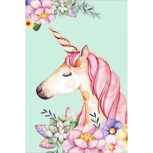 Animals Birds Flowers Pink Unicorn & Flamingo Diamond Painting Square