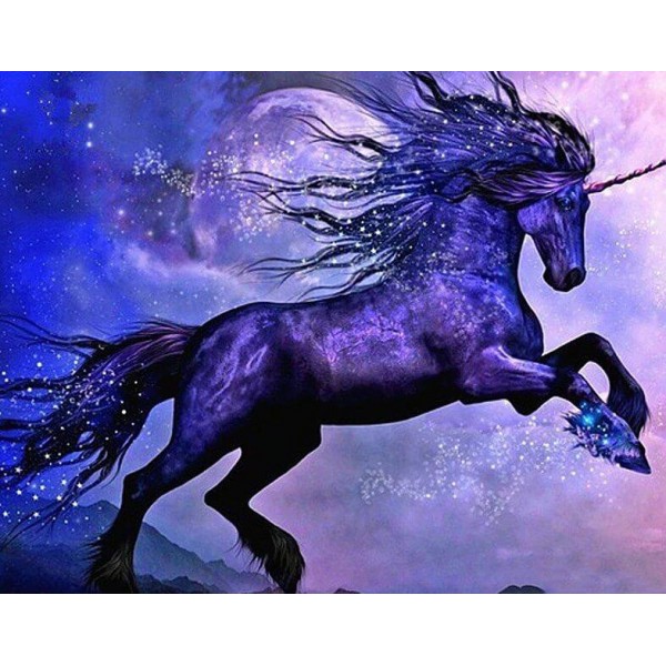 Animals Horses Black Unicorn Diamond Art Kit
