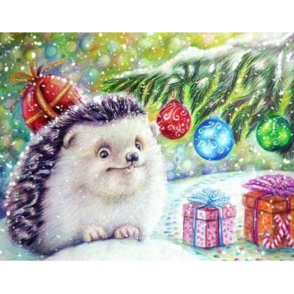 Animals Hedgehog On Christmas Painting Kit