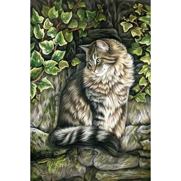 Animal Well-behaved Orange Cat Diamond Art