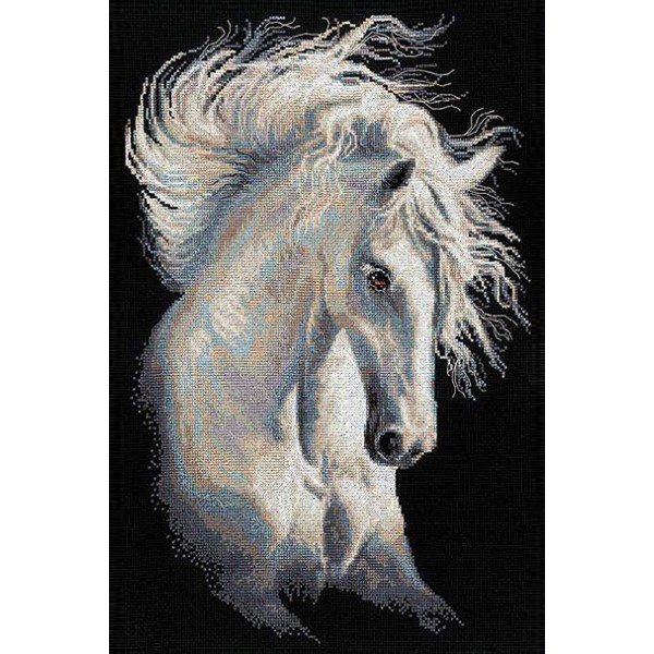 Animal Vibrant White Horse Diamond Art