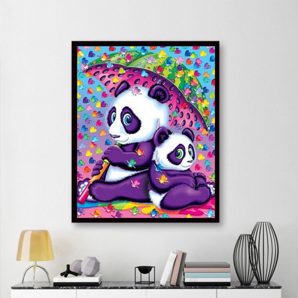 Animal Two Pandas Leaning On Each Other Diamond Art
