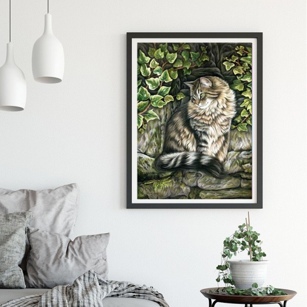 Animal Well-behaved Orange Cat Diamond Art