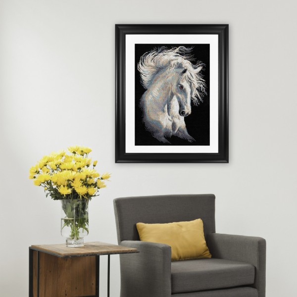 Animal Vibrant White Horse Diamond Art