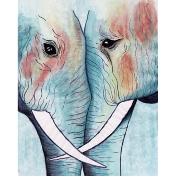 Animal Two Dear Elephants Diamond Art