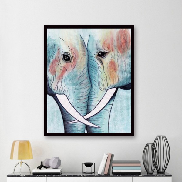 Animal Two Dear Elephants Diamond Art