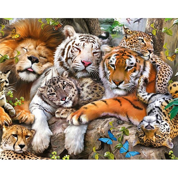 Animal Tiger Lion Leopard Family Diamond Art