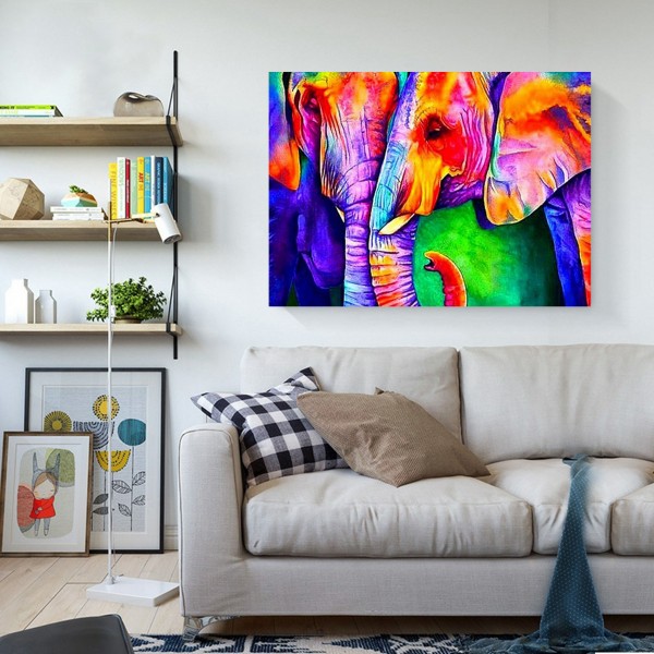 Animal Two Colorful Elephants Diamond Art