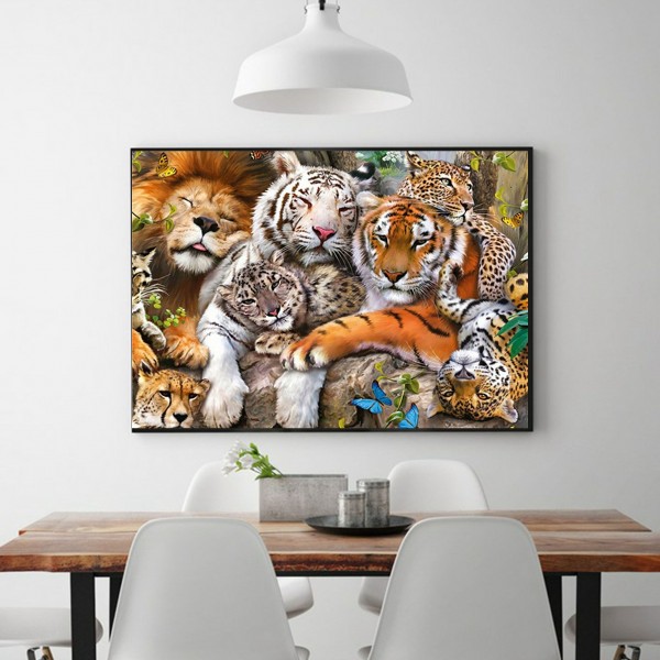 Animal Tiger Lion Leopard Family Diamond Art