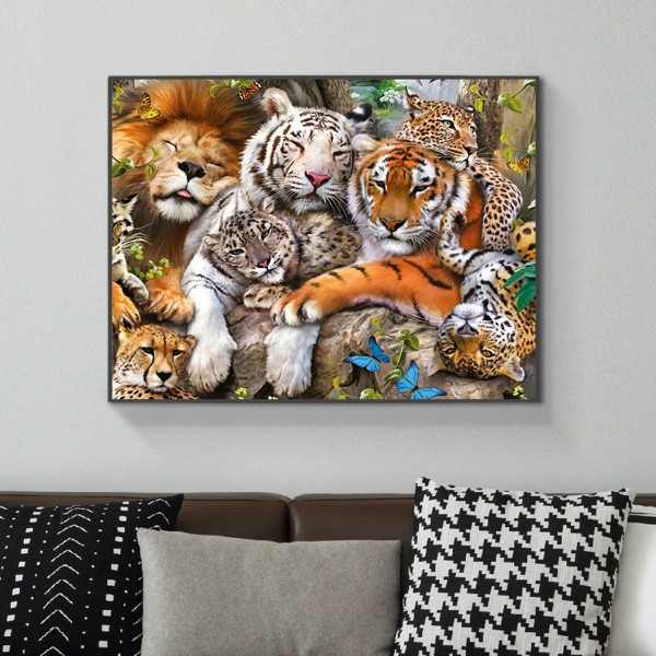 Animal Tiger Lion Leopard Family Diamond Art