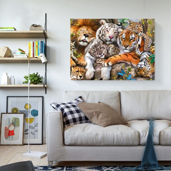 Animal Tiger Lion Leopard Family Diamond Art