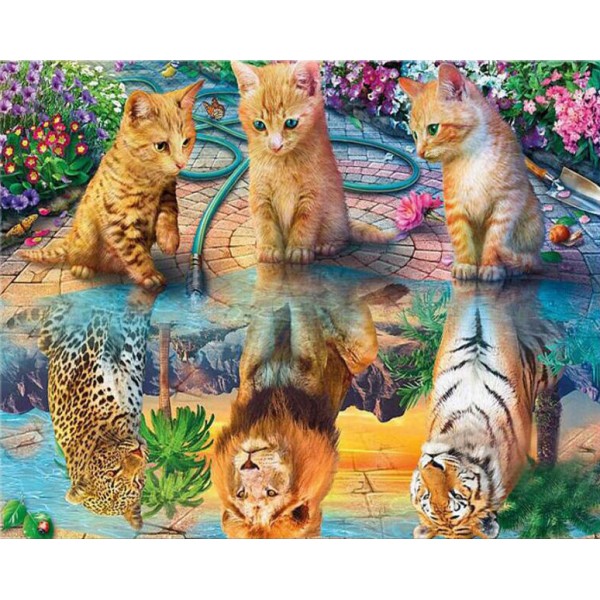 Animal Three Cats That Keep Fantasizing Diamond Art