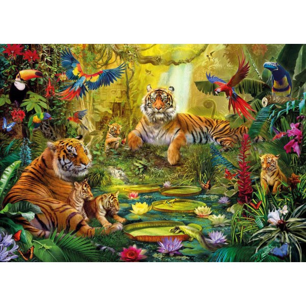 Animal The Cozy Tiger Family Diamond Art