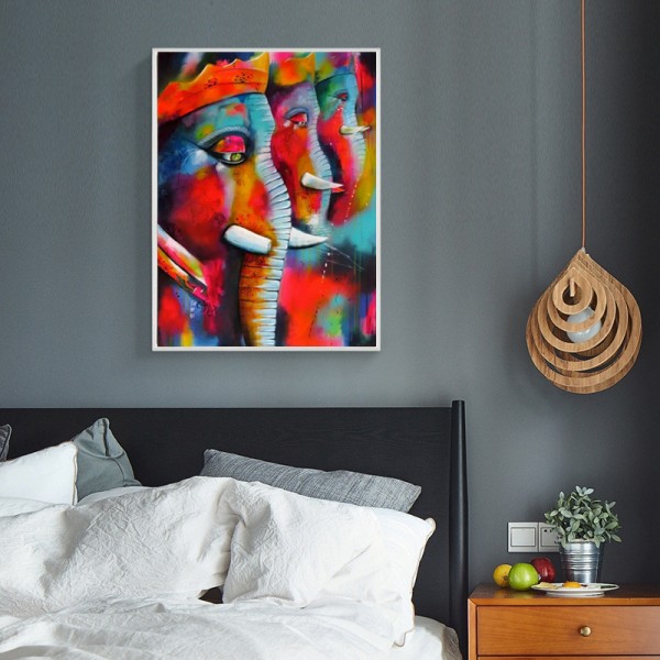 Animal Rows Of Blue Elephants Diamond Art
