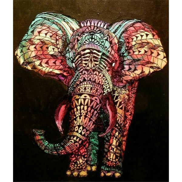 Animal Red Red Green Elephant Diamond Art