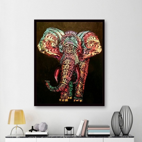 Animal Red Red Green Elephant Diamond Art