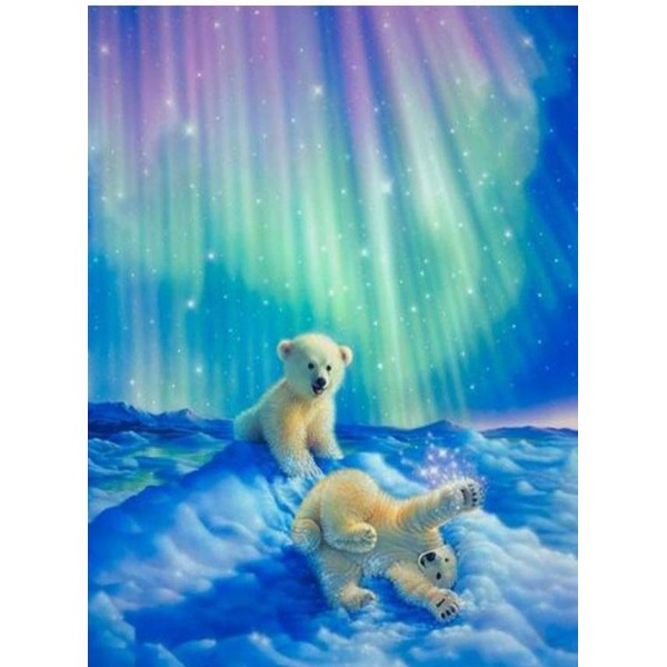 Animals Winter Love Able White Bears Diamond Art Kit Square Diamonds