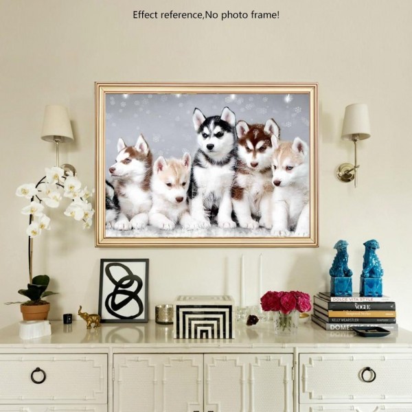 Animals Winter Wolf 5 Cute Dogs Together Square Diamonds