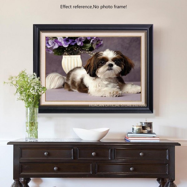 Animals Square Flowers & Dog Beautiful Big Puppy Diy Painting Kit