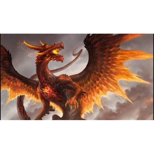 Animals Square Big Red Crystal Dragon Diamond Painting