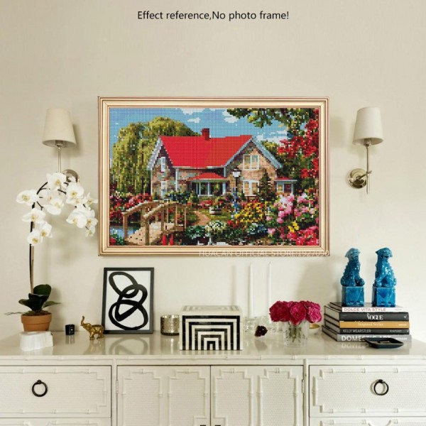 Animals Square Beautiful House And Colorful Flowers Diamonds