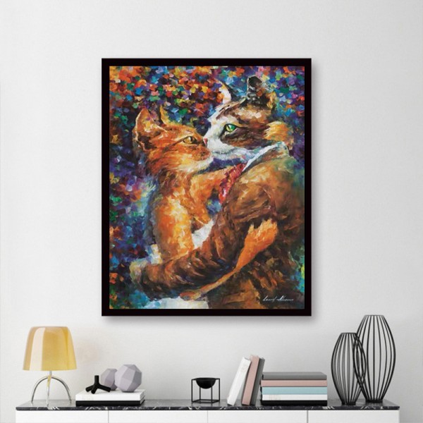 Animal Embracing Orange Cat Diamond Art