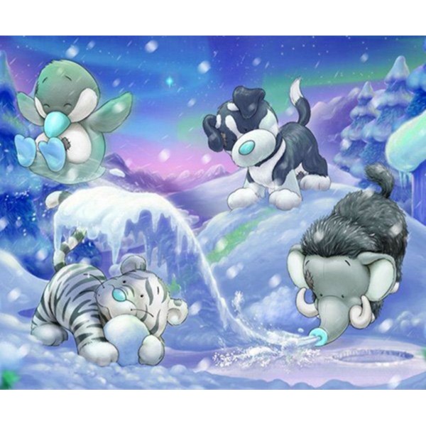 Animal Little Animals In The Snow Diamond Art