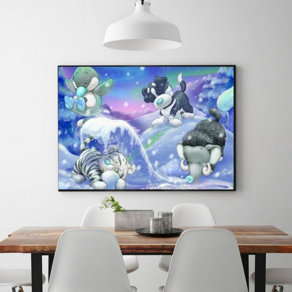 Animal Little Animals In The Snow Diamond Art
