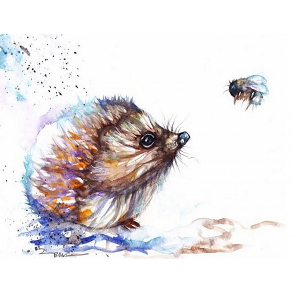 Animal Hedgehog And Flies Diamond Art