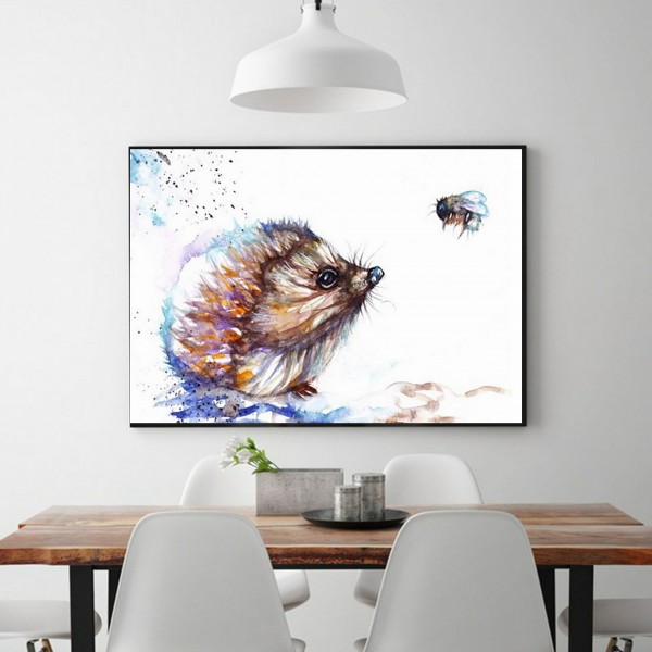 Animal Hedgehog And Flies Diamond Art