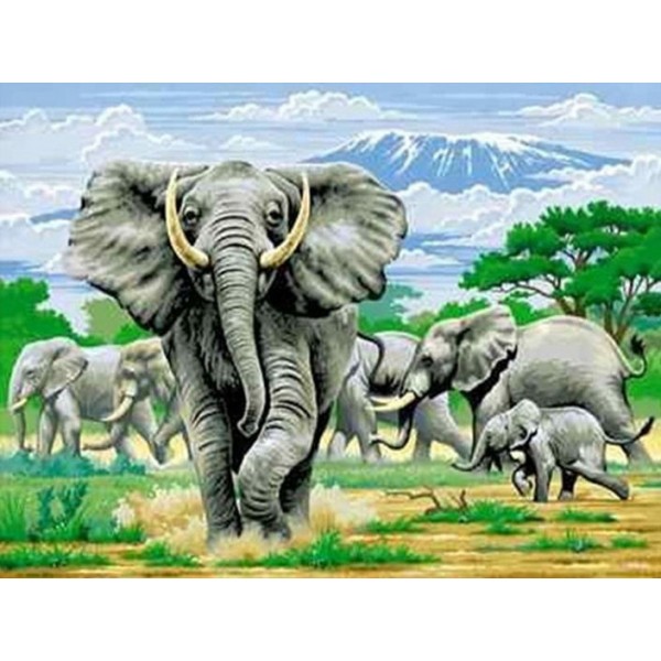 Animal Elephant Running Towards The Camera Diamond Art