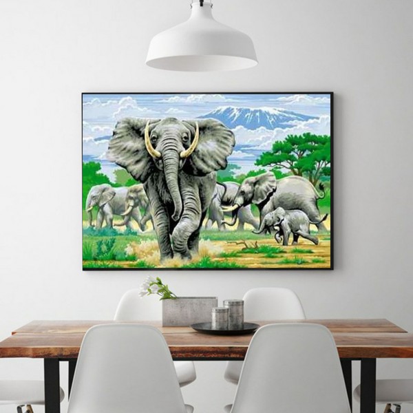 Animal Elephant Running Towards The Camera Diamond Art