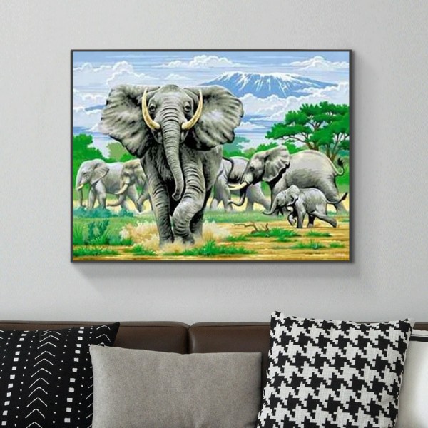 Animal Elephant Running Towards The Camera Diamond Art