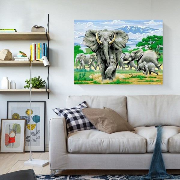 Animal Elephant Running Towards The Camera Diamond Art