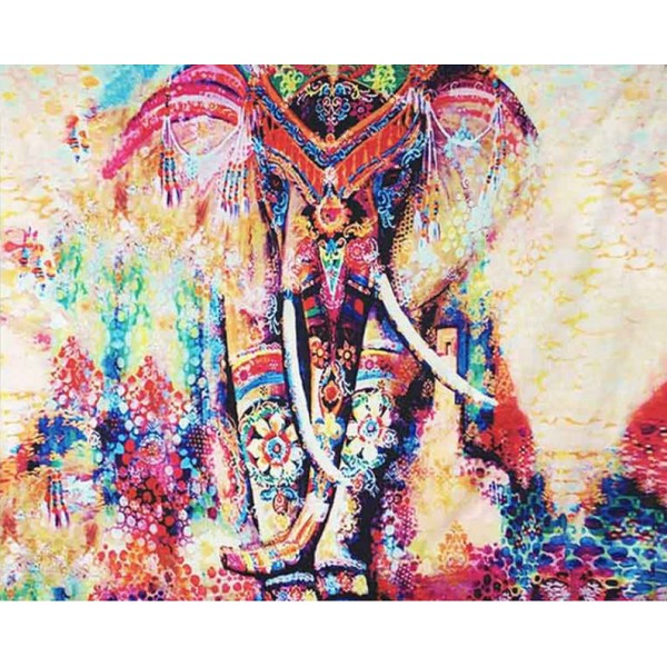 Animal Elephant Covered In Flowers Diamond Art