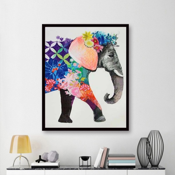 Animal Elephant Covered In Flowers Diamond Art