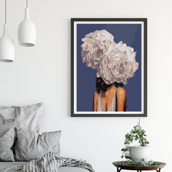 Variety The White Flowers Blocking The Girl Diamond Art