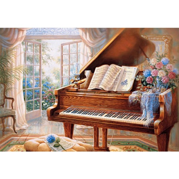 Variety The Sunrise Under The Black And White Piano Keys Diamond Art