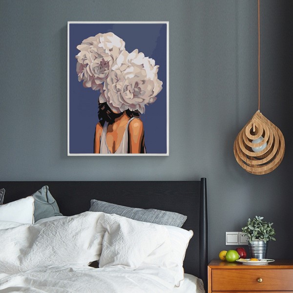 Variety The White Flowers Blocking The Girl Diamond Art