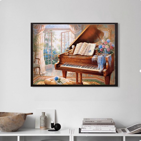 Variety The Sunrise Under The Black And White Piano Keys Diamond Art