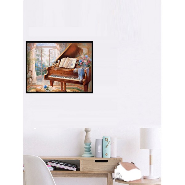 Variety The Sunrise Under The Black And White Piano Keys Diamond Art