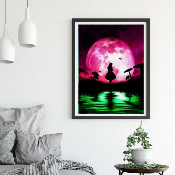 Variety The Girl Under The Pink Moonlight Diamond Art