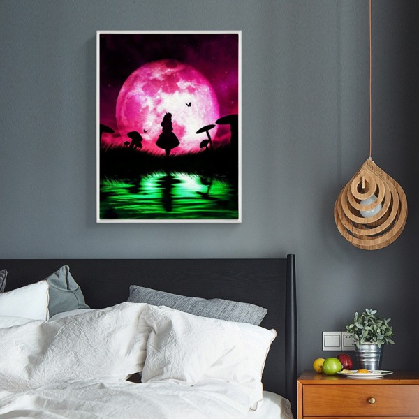 Variety The Girl Under The Pink Moonlight Diamond Art