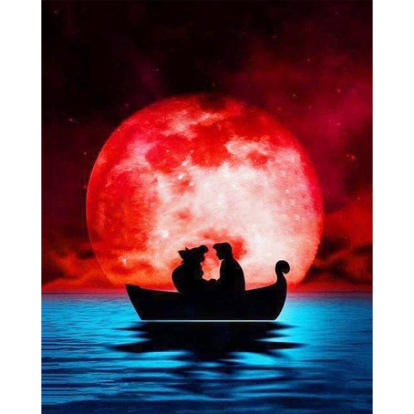 Variety The Boat Of Love In The Moonlight Diamond Art