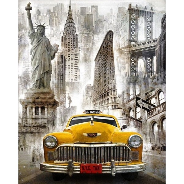 Variety Taxi Under The Statue Of Liberty Diamond Art