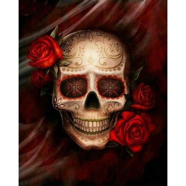 Variety Rose Flower Skull Diamond Art