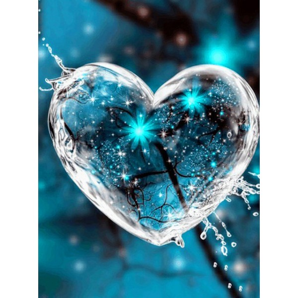 Variety Ice Heart Blue Flower Diamond Art