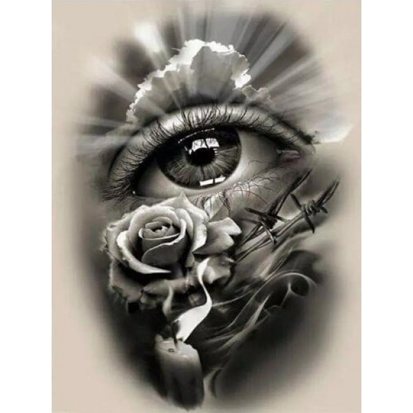 Variety Grey Eyes And Roses Diamond Art