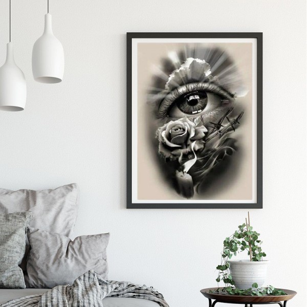Variety Grey Eyes And Roses Diamond Art